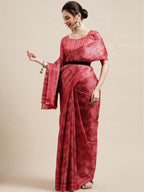 Saree Mall Red & White Ethnic Motifs Art Silk Saree - Distacart
