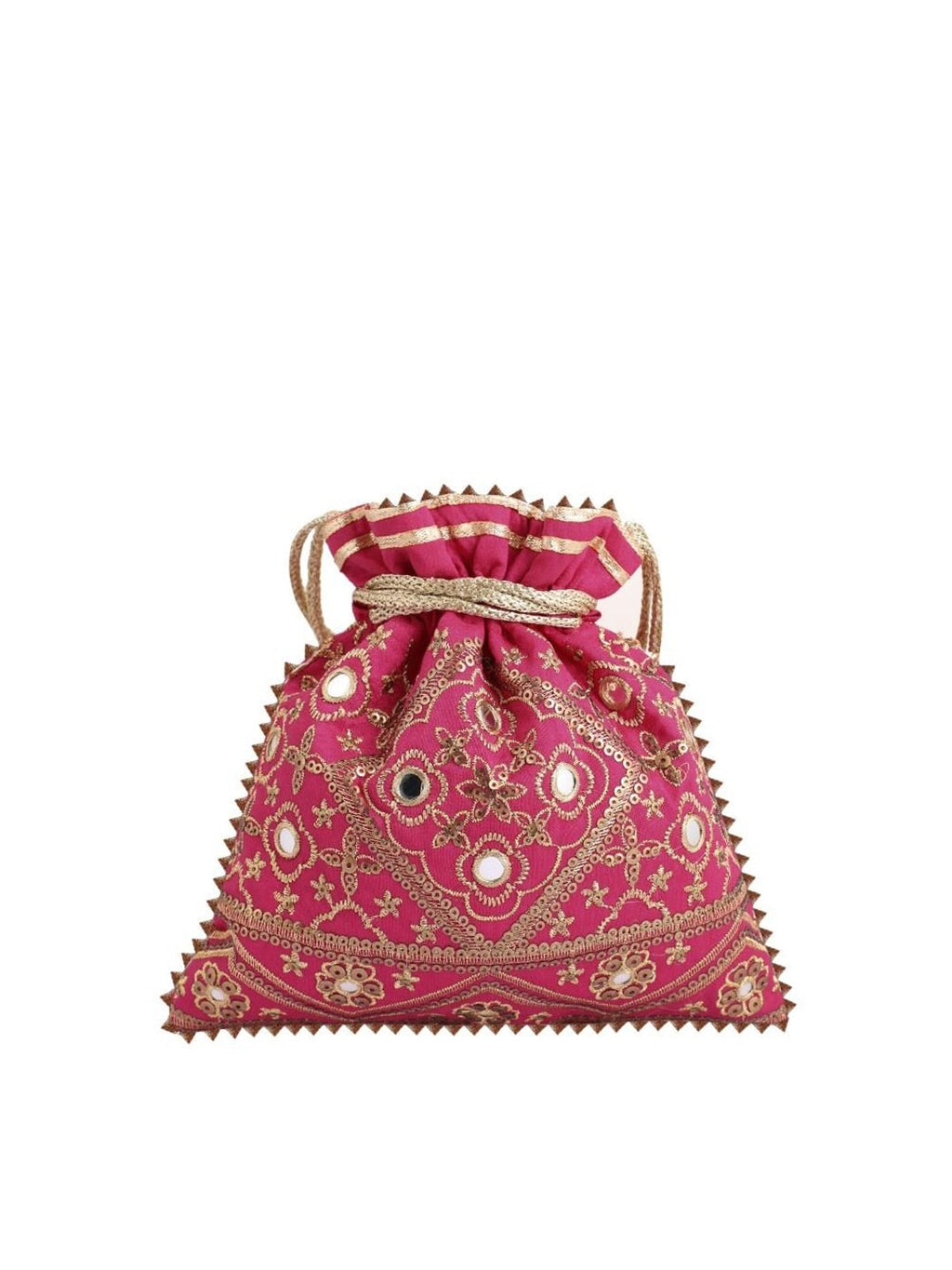 Masq Pink & Gold-Toned Embellished Embroidered Potli Clutch - Distacart