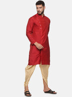 Sethukrishna Men Maroon Angrakha Kurta with Dhoti Pants - Distacart