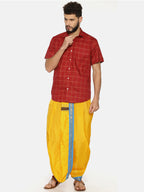 Sethukrishna Yellow Solid Double Layer Readymade Dhoti Pant - Distacart