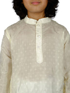 Sethukrishna Boys Cream-Coloured Angrakha Kurta with Dhoti Pants