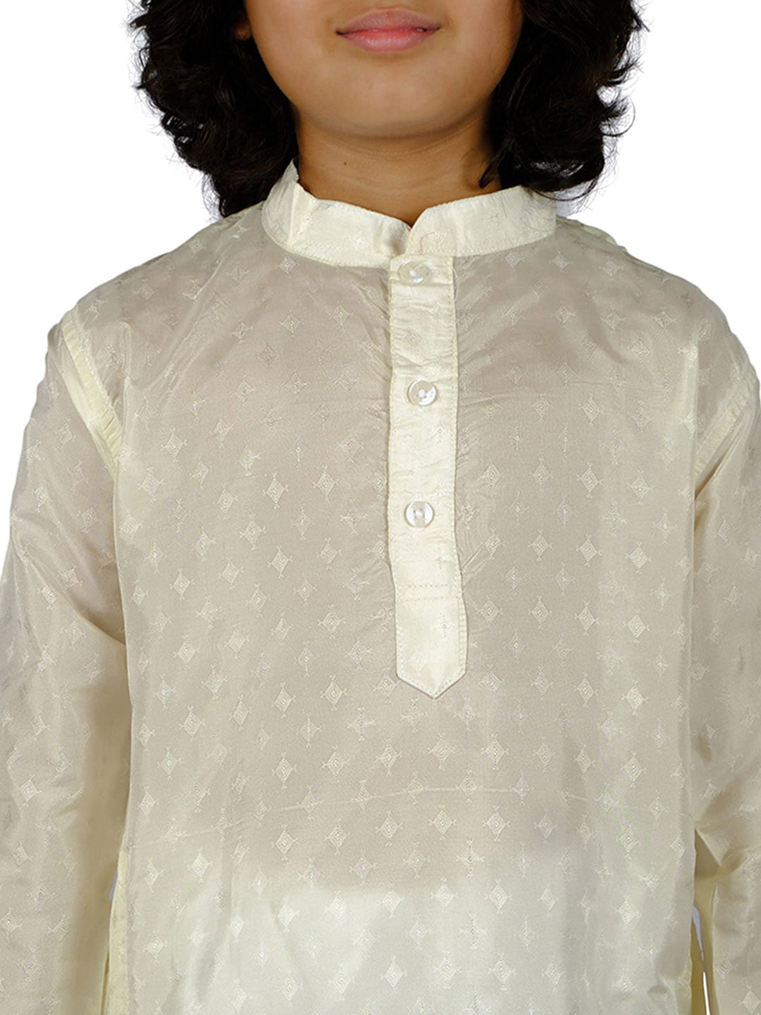 Sethukrishna Boys Cream-Coloured Angrakha Kurta with Dhoti Pants