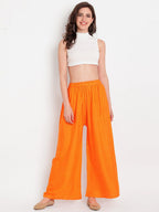 TAG 7 Women Orange & Navy Blue Set of 2 Flared Ethnic Palazzos