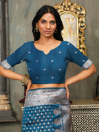 Shree Shyam Fashion Banarasi Silk Blue Saree - Distacart