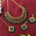 Mominos Fashion Johar Kamal Traditional Rajwadi Design Heavy Golden/Green Color Necklace Set - Distacart