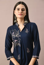 Joban Fashion Navy Cotton Rayon Kurta Set