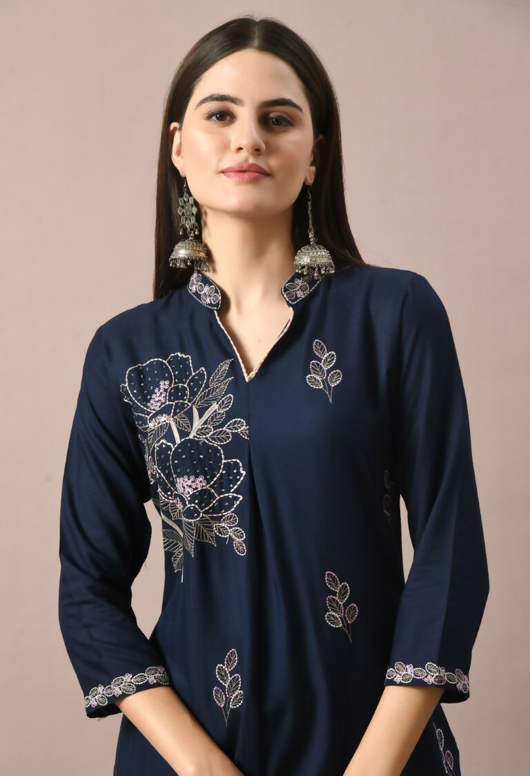 Joban Fashion Navy Cotton Rayon Kurta Set