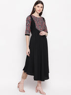 Janasya Black Geometric Yoke Design Crepe Anarkali Kurta - Distacart