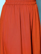 All About You Brick Red Printed Dipped Hem Veere Di Wedding A-Line Kurta with Palazzos