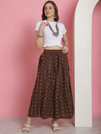 TAG 7 Floral Printed Flared Pure Cotton Ethnic Palazzos