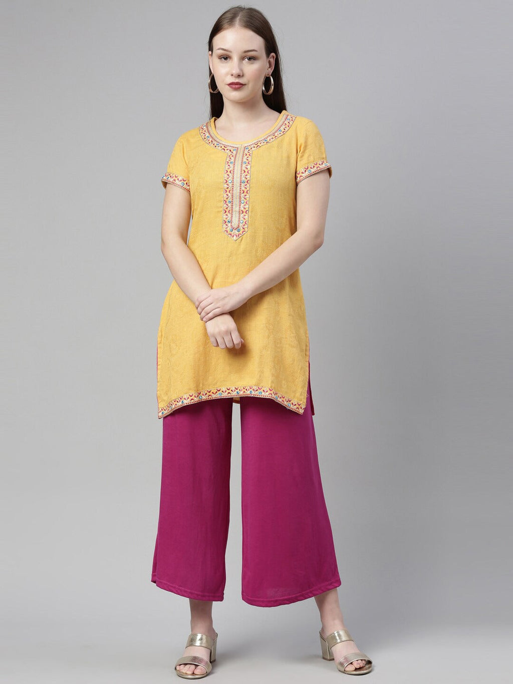Souchii Purple Knitted Ethnic Palazzos - Distacart