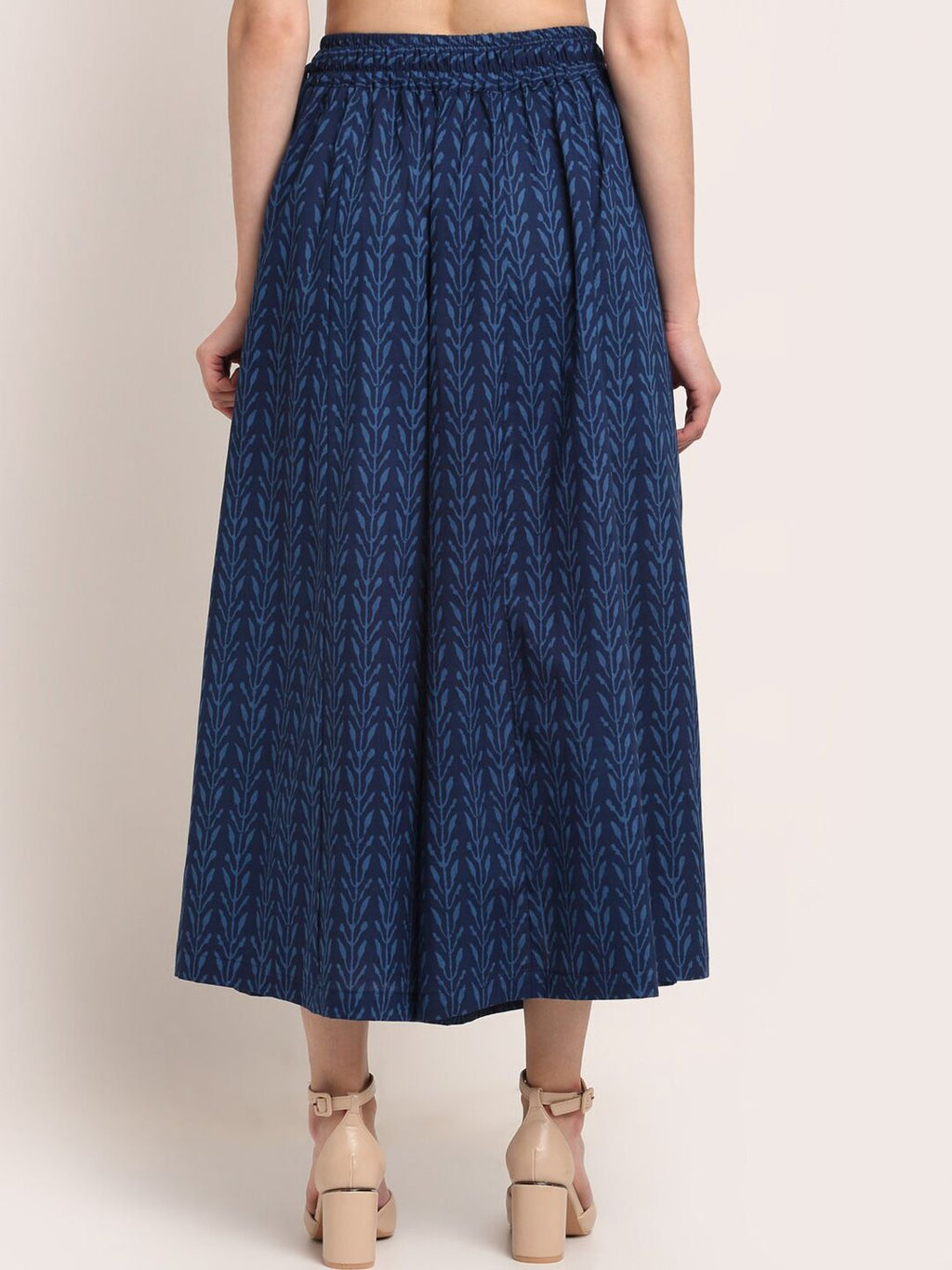 TAG 7 Women Navy Blue Ethnic Motifs Printed Flared Ethnic Palazzos