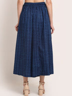 TAG 7 Women Navy Blue Ethnic Motifs Printed Flared Ethnic Palazzos