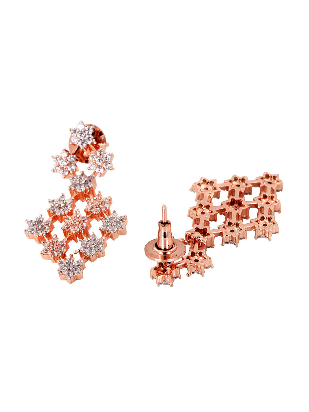 Saraf RS Jewellery White Rose Gold-Plated AD Studded Necklace Jewellery Set - Distacart
