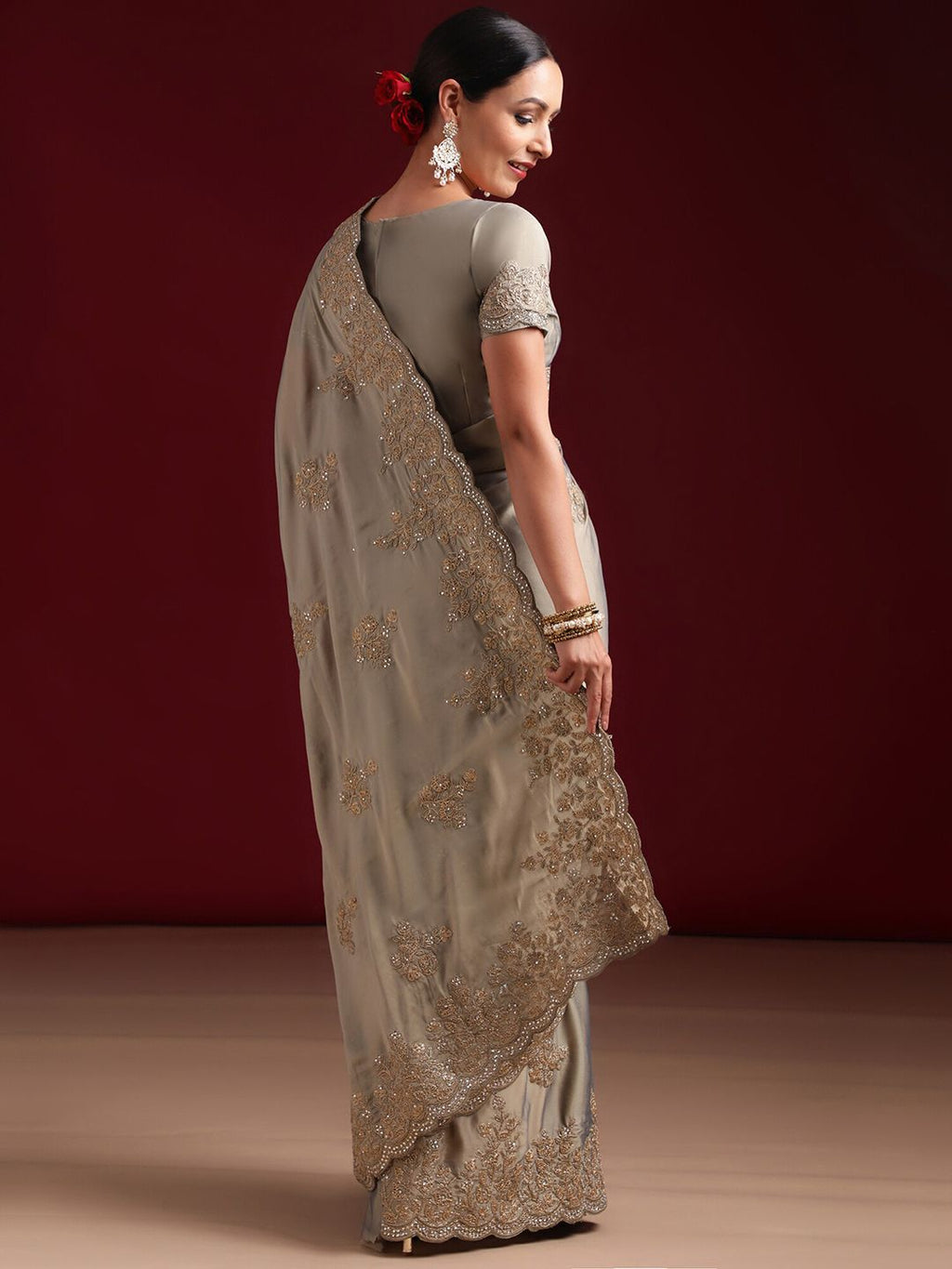 kasee Embellished Embroidered Pure Silk Saree