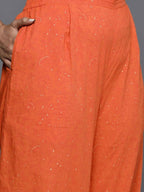 Ahalyaa Women's Traditional wear Kurta Set - Orange