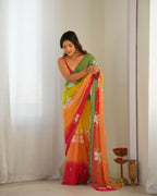 Yellow Georgette Pedding Color, Embroidery Work Party Wear Saree - Erisha