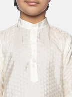 Sethukrishna Boys Cream-Coloured Kurta with Pyjamas