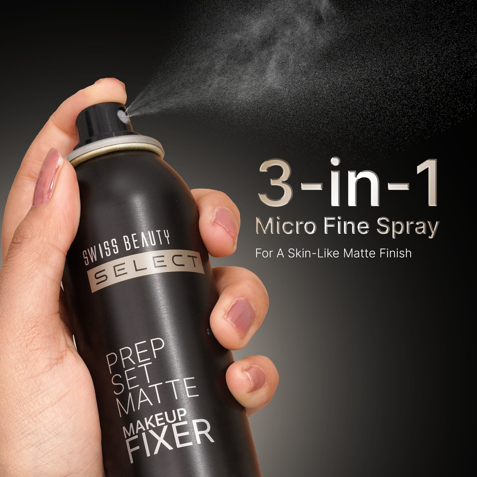 Swiss Beauty Select Prep Set Matte 3 In 1 Micro Finish Spray Enriched With Hyaluronic Acid and Vitamin E