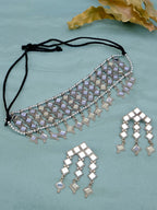 Silver-Plated Alloy Kundan Studded Oxidised Choker Necklace - The Pari