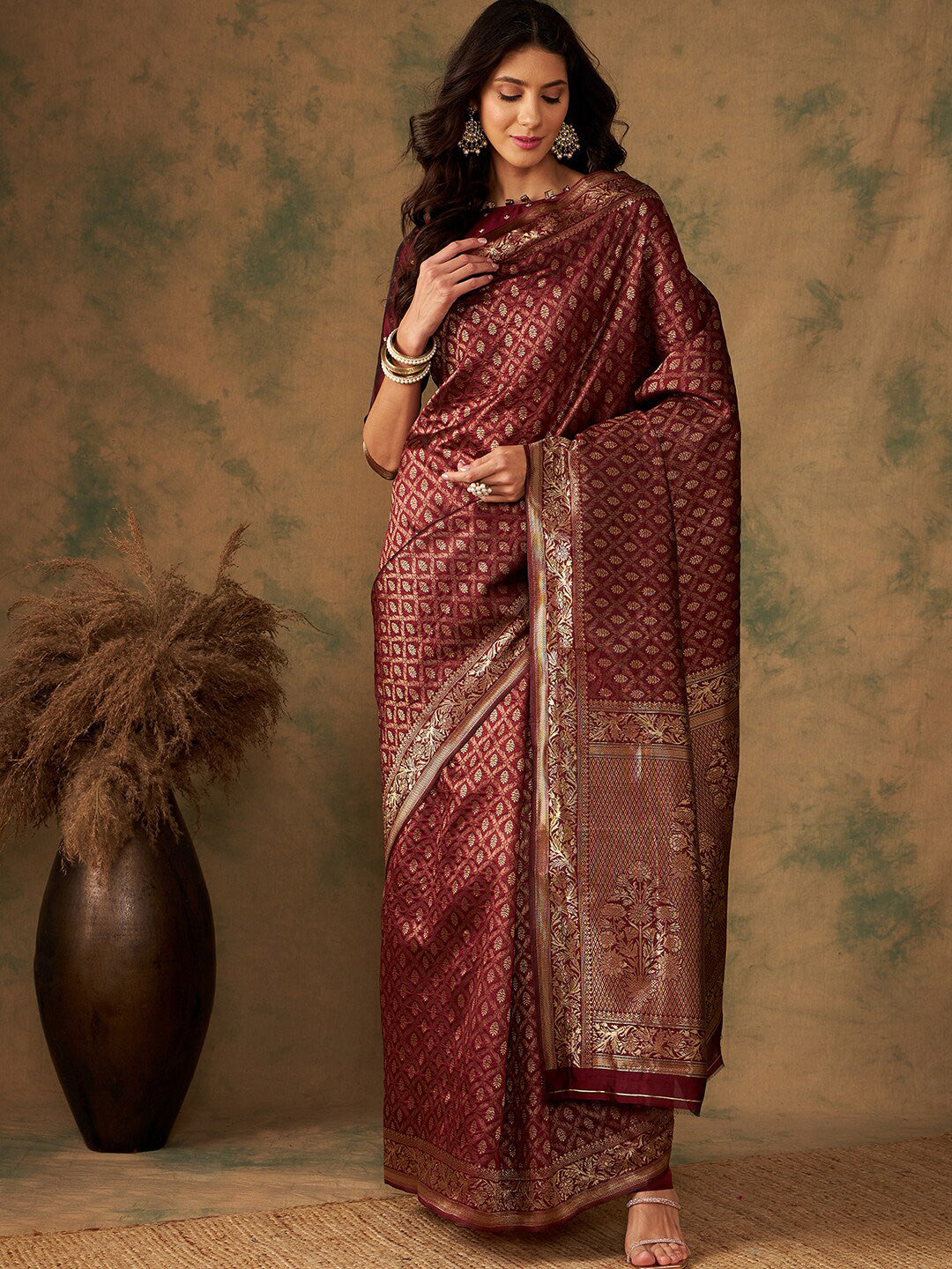 Sangria Woven Design Zari Banarasi Saree - Distacart
