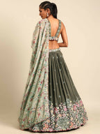 House of Panchhi Olive Chinon Sequins embroidery Lehenga choli & Dupatta