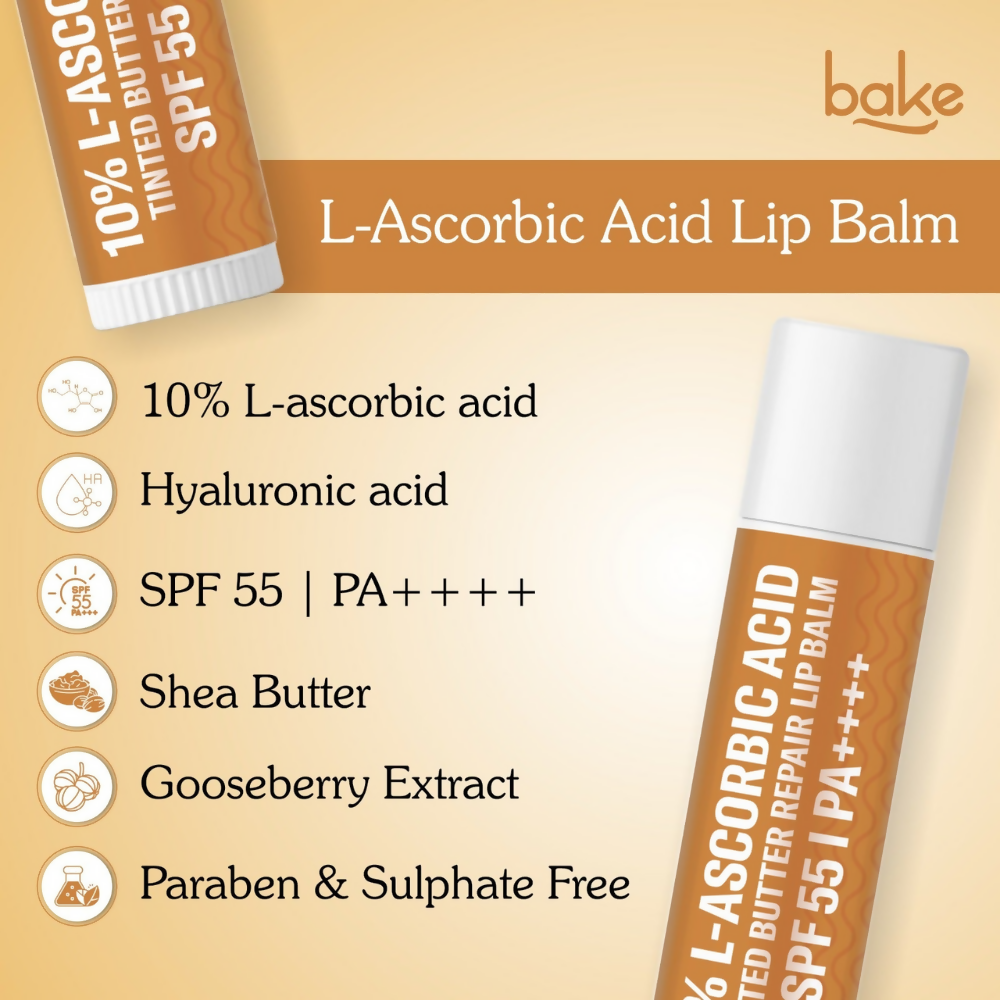 Bake 10% L-Ascorbic Acid Tinted Butter Brightening Lip Balm SPF 55 PA++++ - Distacart