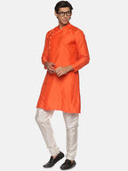 Sethukrishna Men Orange Angrakha Kurta with Churidar - Distacart