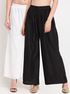 TAG 7 Pack Of 2 Women Black & White Palazzos