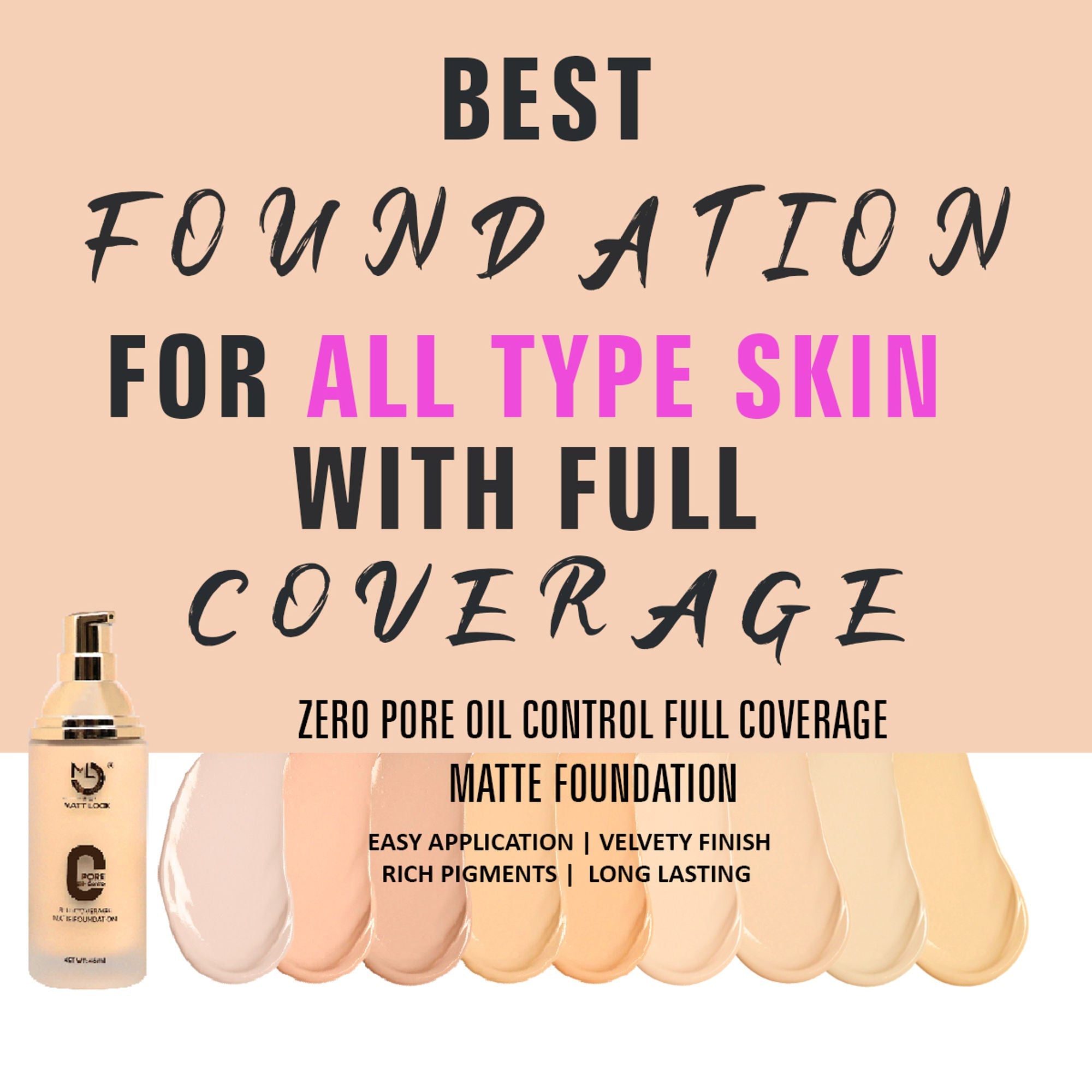 Matt Look Zero Pore Oil Control Full Coverage Matte Foundation - Pure Beige