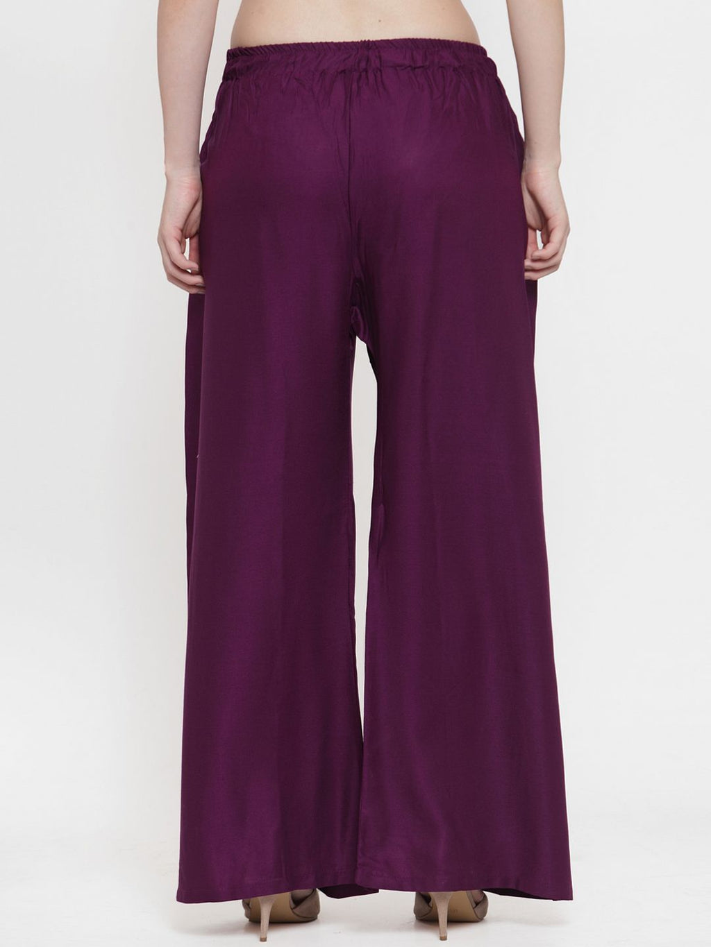 TAG 7 Women Purple Solid Wide Leg Palazzos