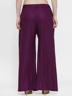 TAG 7 Women Purple Solid Wide Leg Palazzos