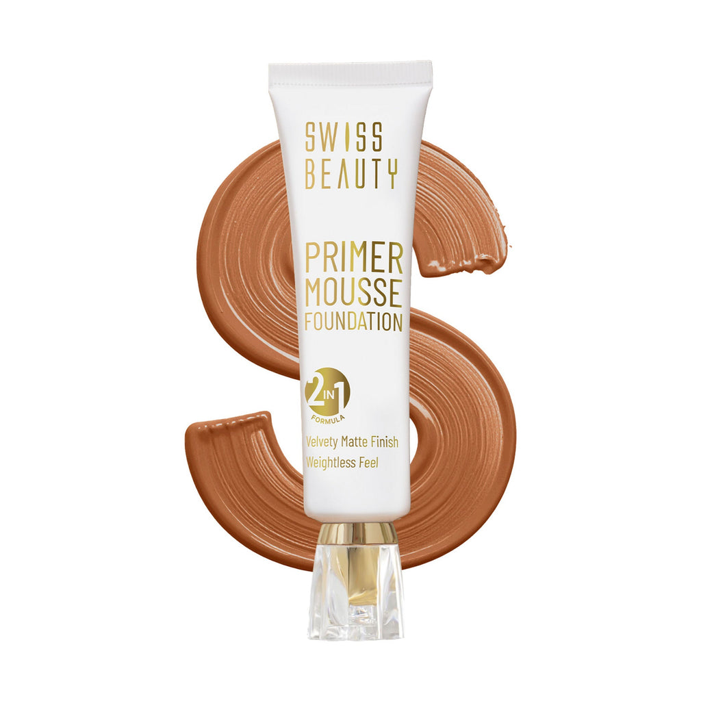 Swiss Beauty Primer Mousse Foundation - 10 Caramel Roast
