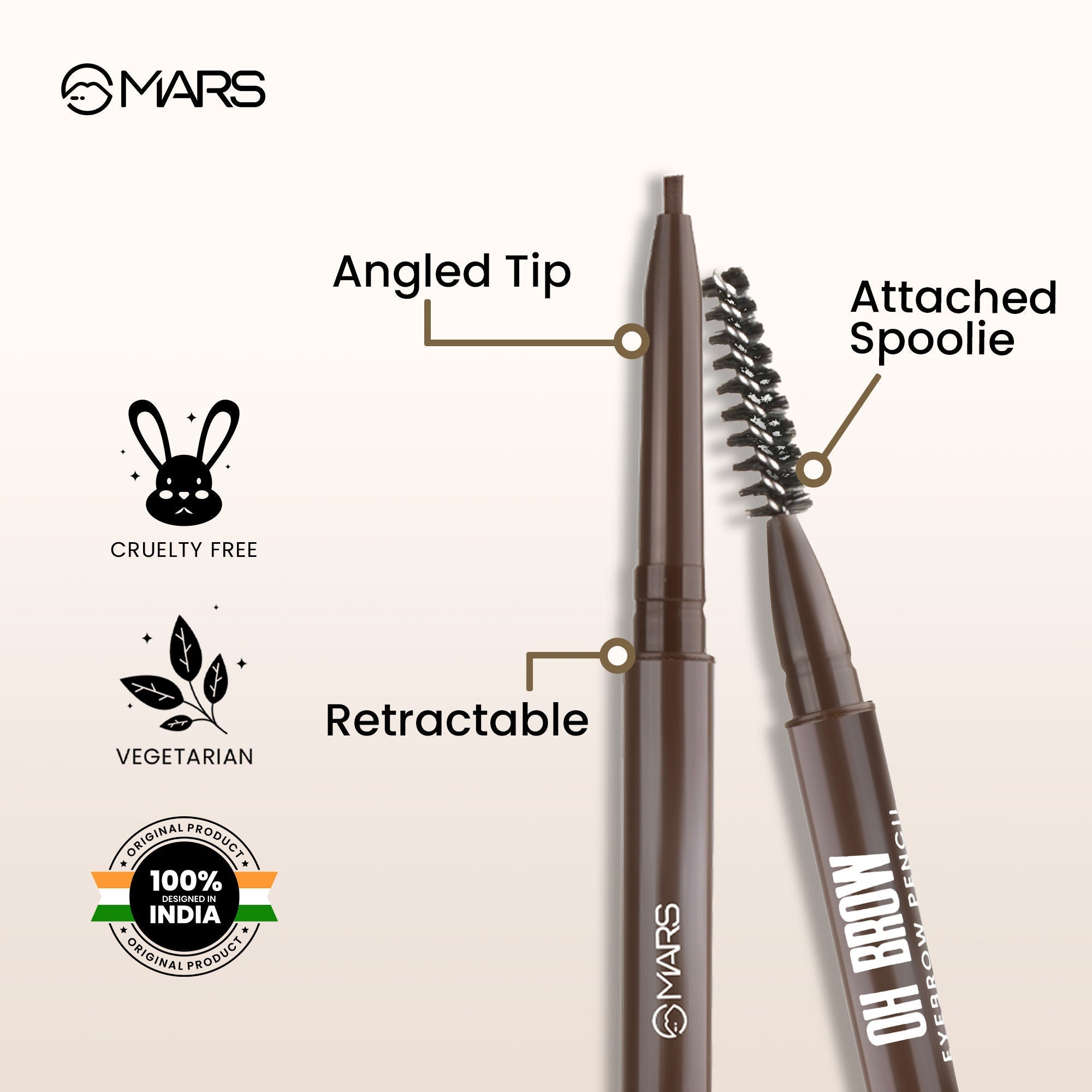 MARS Cosmetics Oh Brow Eyebrow Pencil - Black - Distacart