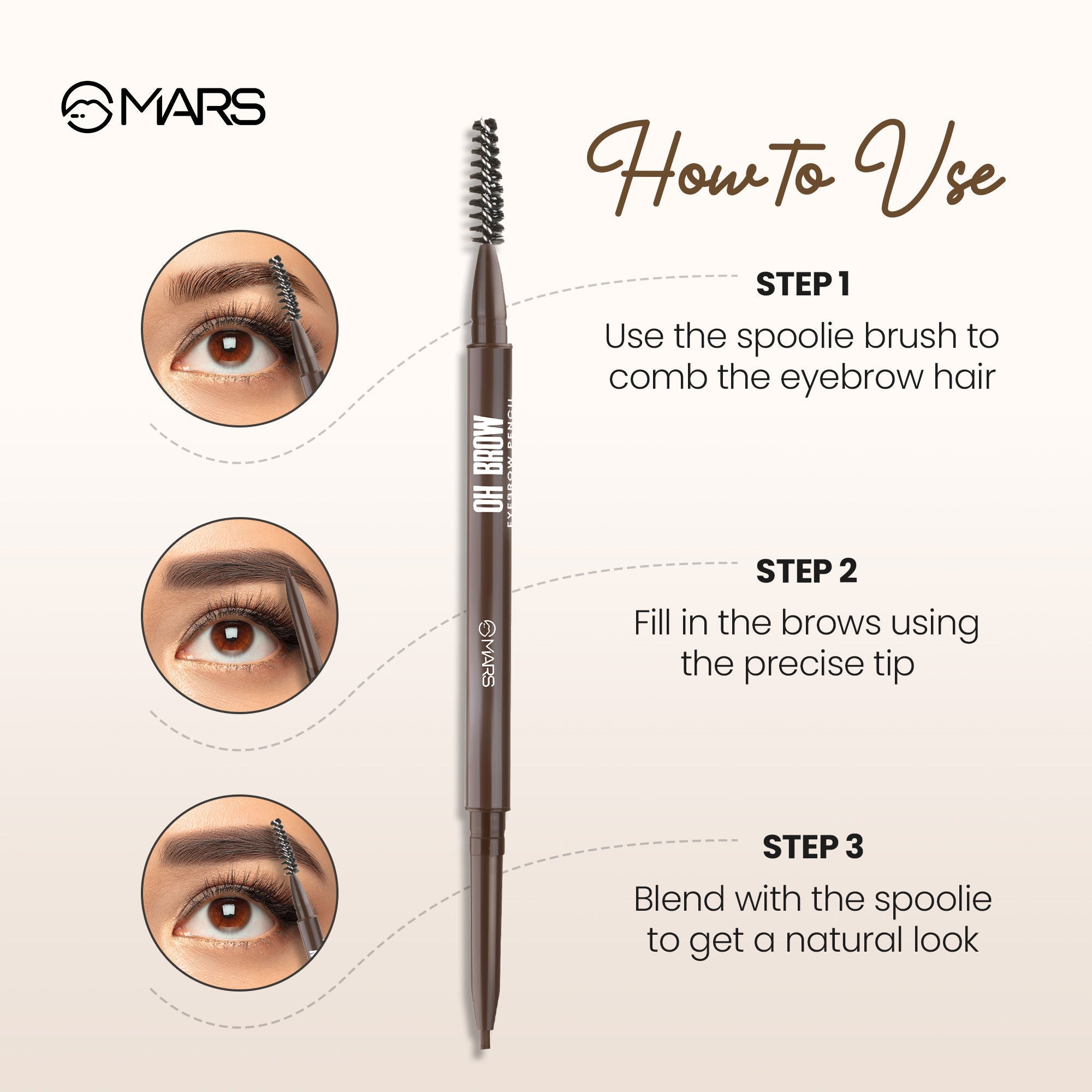 MARS Cosmetics Oh Brow Eyebrow Pencil - Black - Distacart