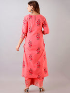 HERE&NOW Floral Printed Gotta Patti Regular Kurta with Palazzos