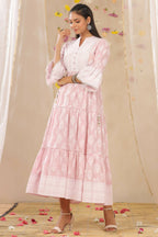 Juniper Womens Lavender Cambric Printed Tiered Dress With Flared Sleeve - Distacart