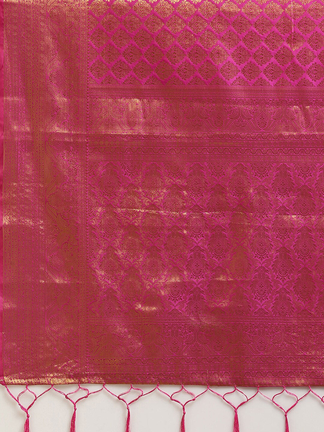 Saree Mall Pink & Gold-Toned Woven Design Zari Silk Blend Banarasi Saree - Distacart