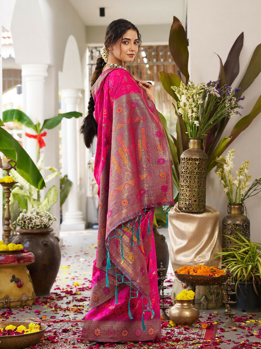 Shree Shyam Fashion Pink Soft Silk Saree - Distacart