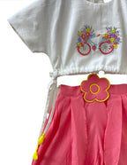 ArthLife Pink White Cycle Embroidered Co-Ord Set