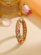 Ruby Raang 22k Gold Polished Multi Kundan Bracelet - Distacart