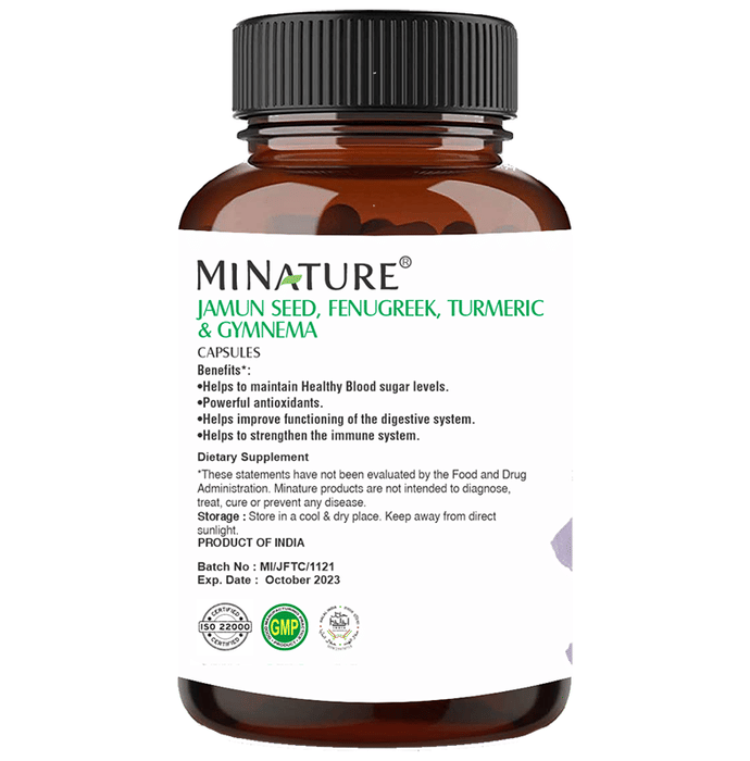 Minature Jamun Seed Fenugreek, Turmeric and Gymnema Powder Capsules