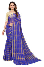 Vamika Ethnic Fire Blue Jari Work Chiffon Saree - Distacart