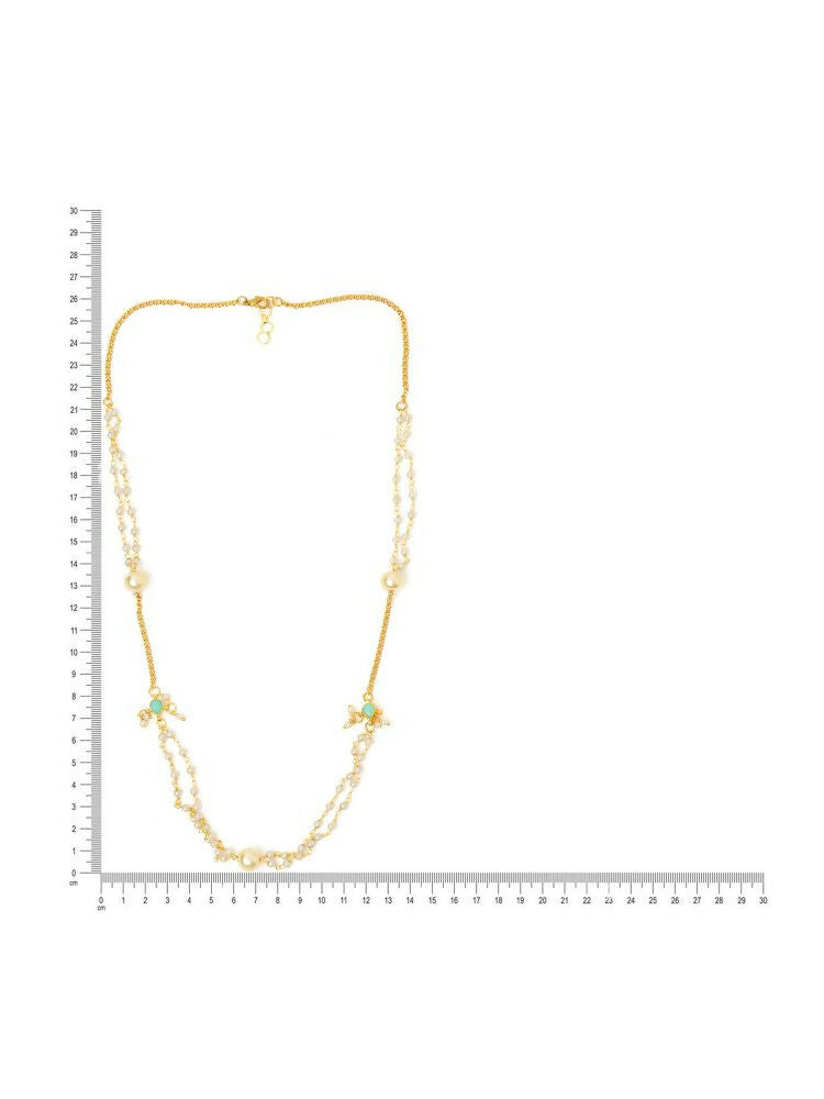 White Beaded, Kundan Necklace - Ruby Raang