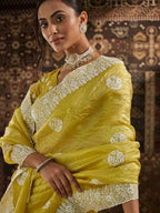 kasee Floral Chikankari Silk Blend Saree - Distacart