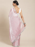 Tikhi Imli Pink Solid Embellished Border Saree - Distacart