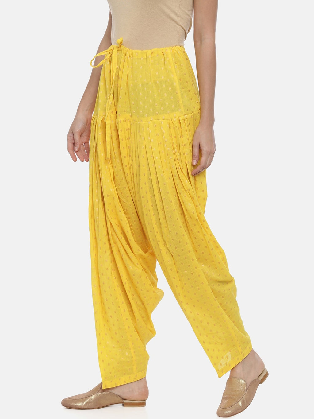 Souchii Yellow Printed Regular-Fit High-Rise Patiala - Distacart