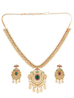 Saraf RS Jewellery Women Gold-Toned & Multi-Coloured CZ-Studded Handcrafted Jewellery Set - Distacart