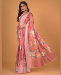 Peach Cotton Silk Floral Printed Saree With Unstitched Blouse Piece - Akshita