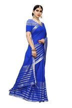 Vamika Blue Cotton Silk Weaving Saree (Twitter Royal Blue) - Distacart
